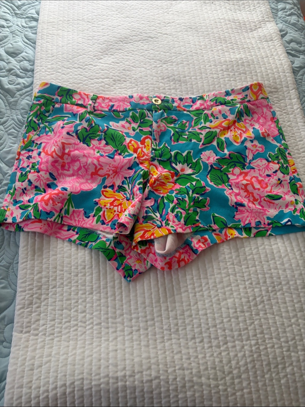 Lilly Pulitzer Turquoise Floral High-Waist Women's Shorts